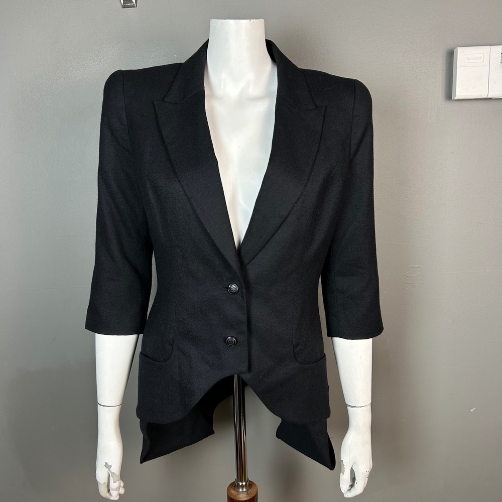 VTG  Dark Academia Steampunk Blazer Juicy Couture M Black Wool Coat of Arms